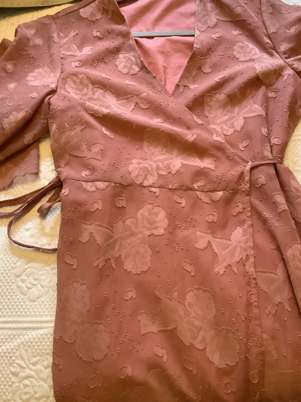 SHEIN Dusty Rose Jacquard Wrap Maxi Dress - Picture 5 of 7